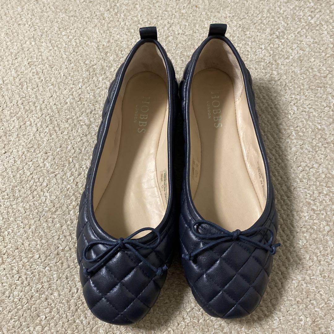 新品　未使用　HOBBS ネイビー キルティング フラットシューズ 37.5