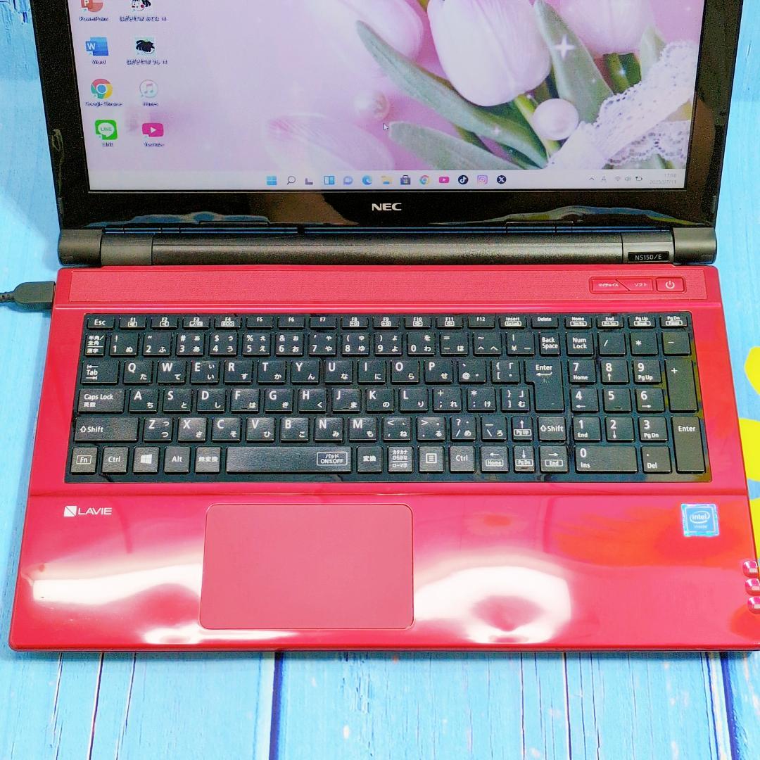 きれいなレッド✨SSDで快適 カメラ付き すぐ使える ノートパソコン✨DELL Windows11✨すぐに使える赤ノートパソコン✨SSDカメラ付✨初心者