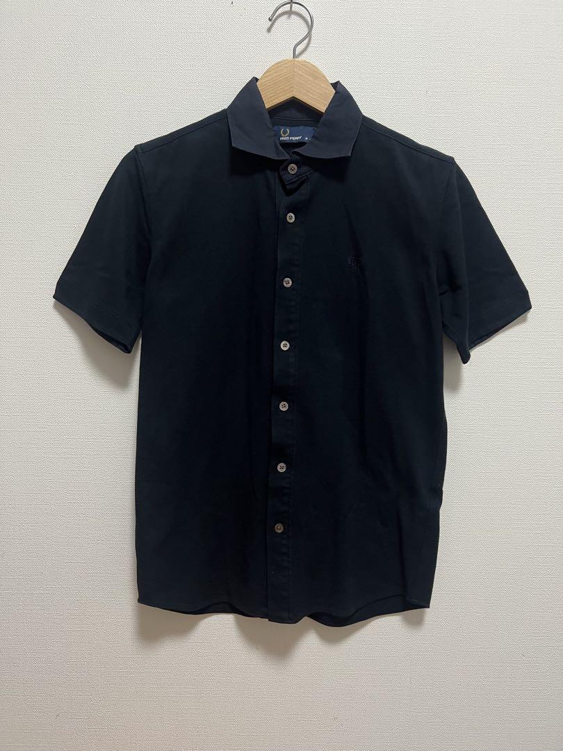 正規品【FRED PERRY】ポロシャツ　ブラックアウト　刺繍ロゴ　S/黒色