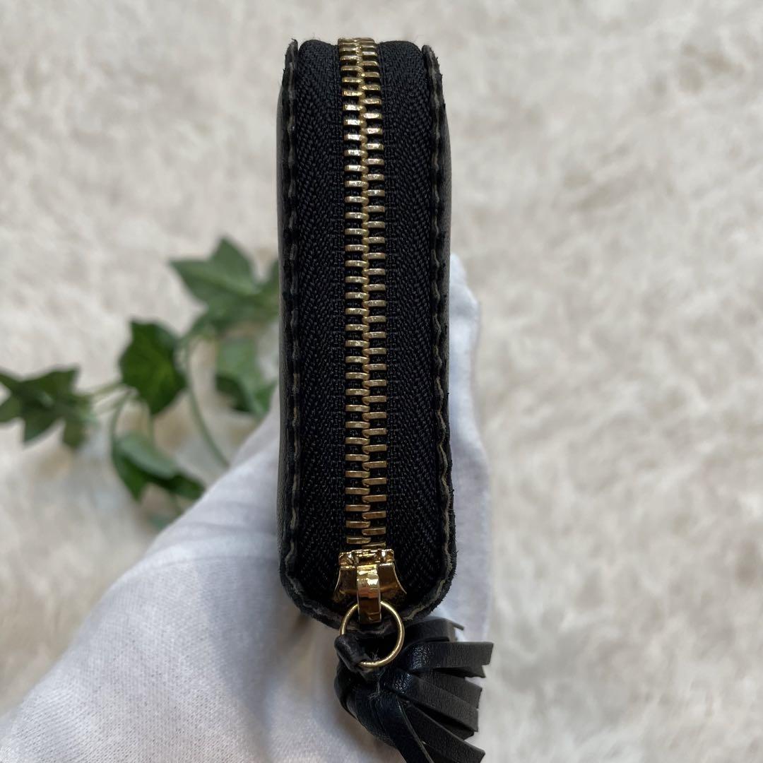 LOEWE ロエベ アナグラム ナッパレザー タッセル  長財布 美品○ロエベ長財布アナグラムロゴ型押しタッセルナッパレザー