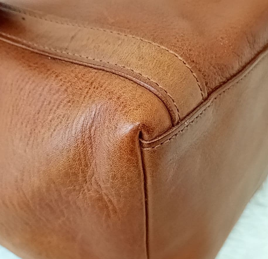 【良品】ゲンテン トートバッグ レザー 工具ロゴ A4可 PC可 大容量