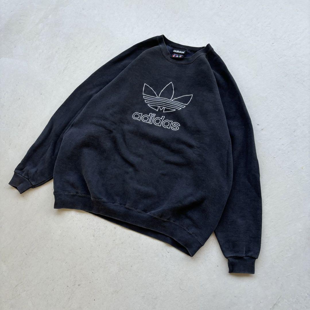 90s☆USA】アディダス 万国旗 刺繍ロゴ 黒 ブラック あいみょん