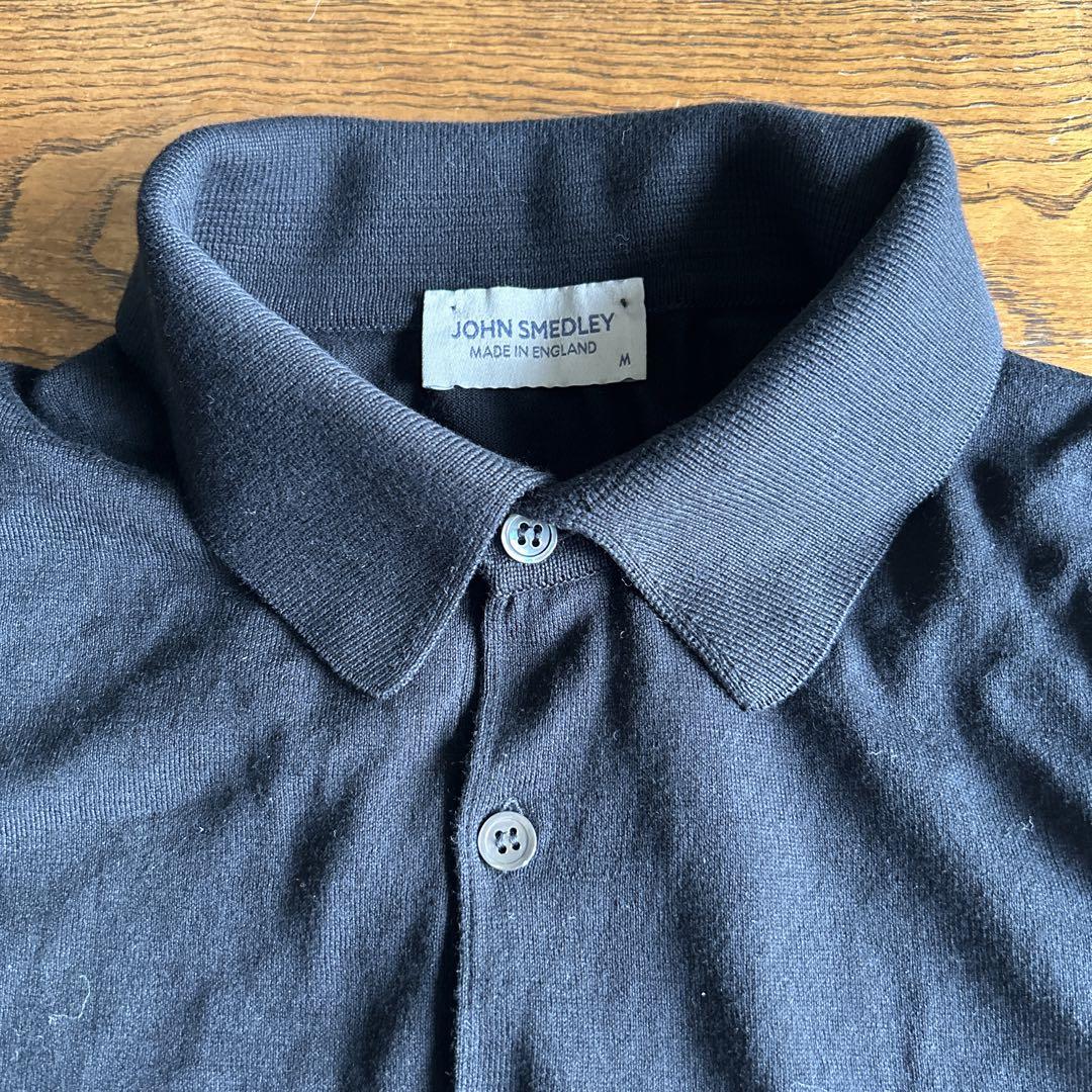 英国製）JOHN SMEDLEY ブラック ポロシャツ　ジョンスメドレー