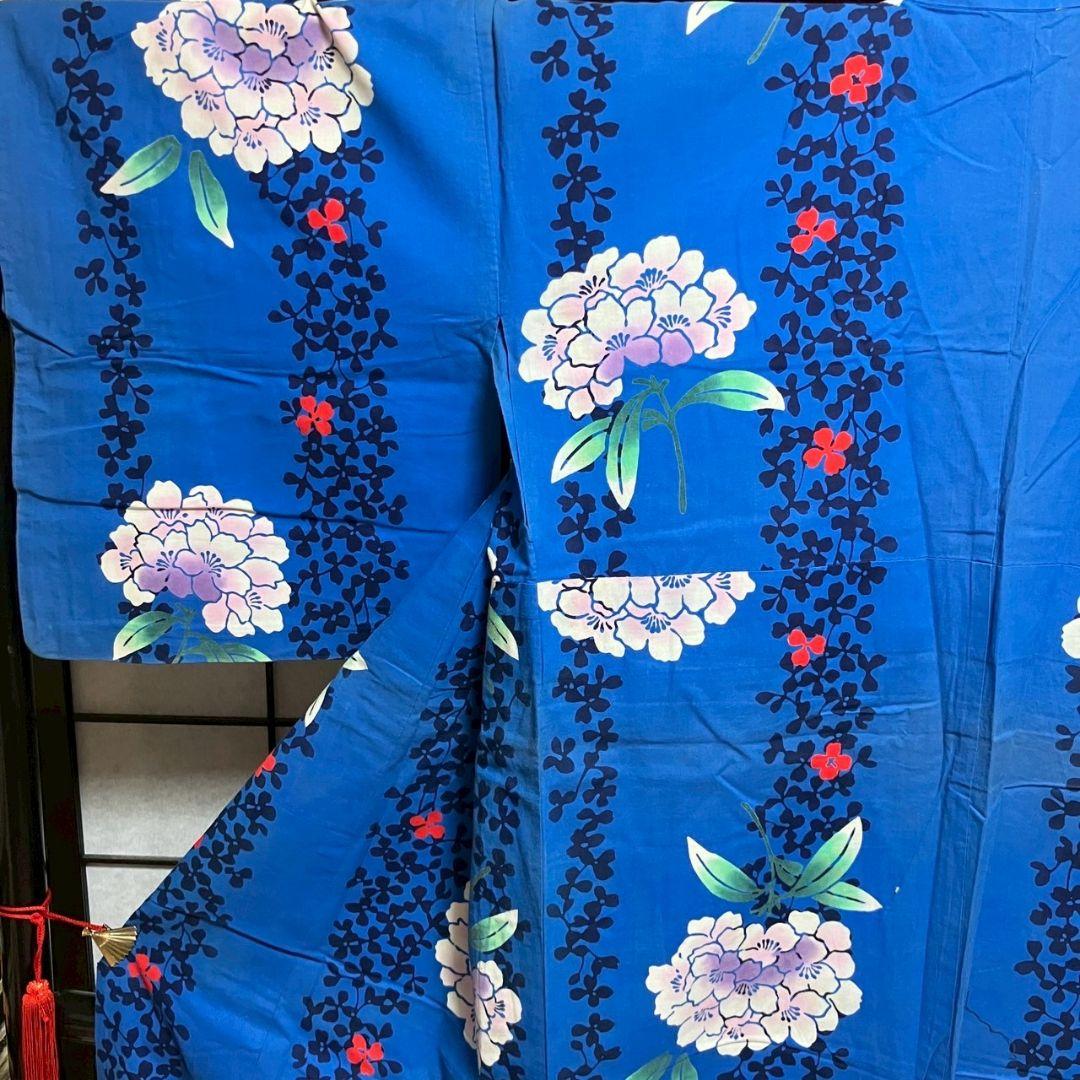 ［4879］浴衣 草花吉祥文様 綿 レディース 着物 ゆかた