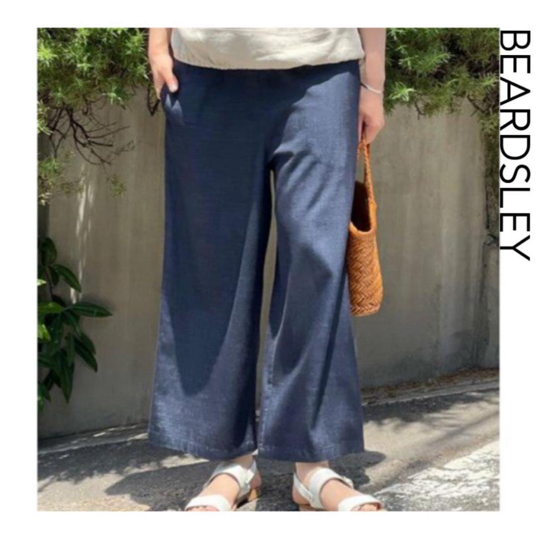 BEARDSLEY　ウエストリブデニムパンツ　ネイビー　ビアズリー　洗える　1