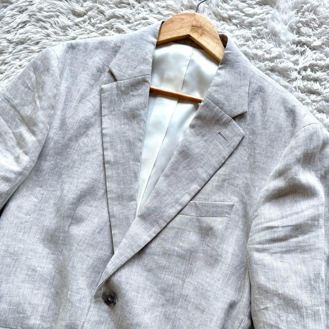 ザラ　ZARA テーラードジャケット　麻100％　アンコン　春夏　グレー　3XL
