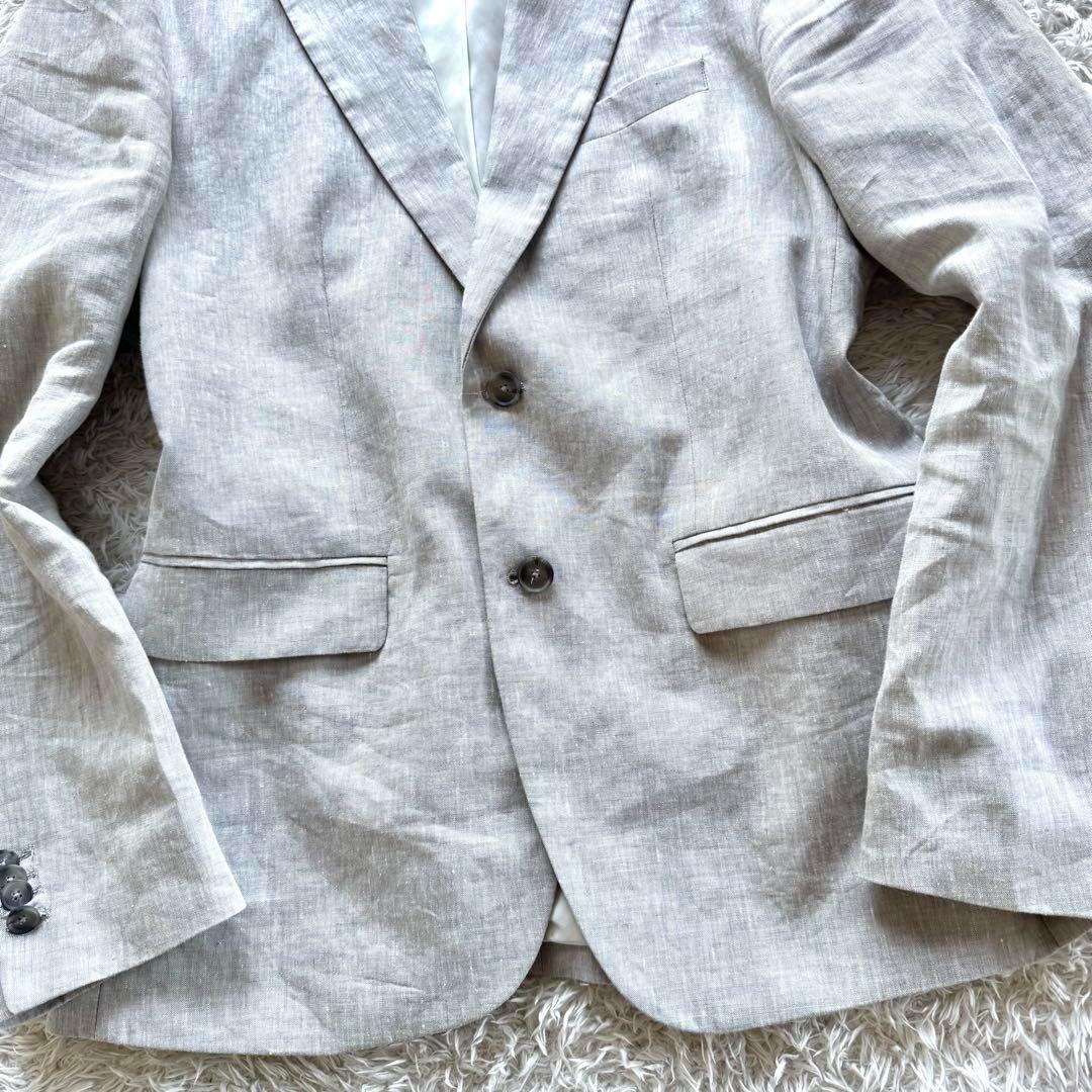 ザラ　ZARA テーラードジャケット　麻100％　アンコン　春夏　グレー　3XL