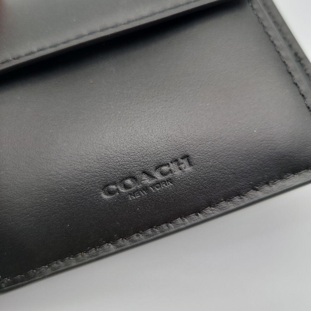 COACH 折り財布 新品 ブラック エンボス お札入れ 小銭入れ
