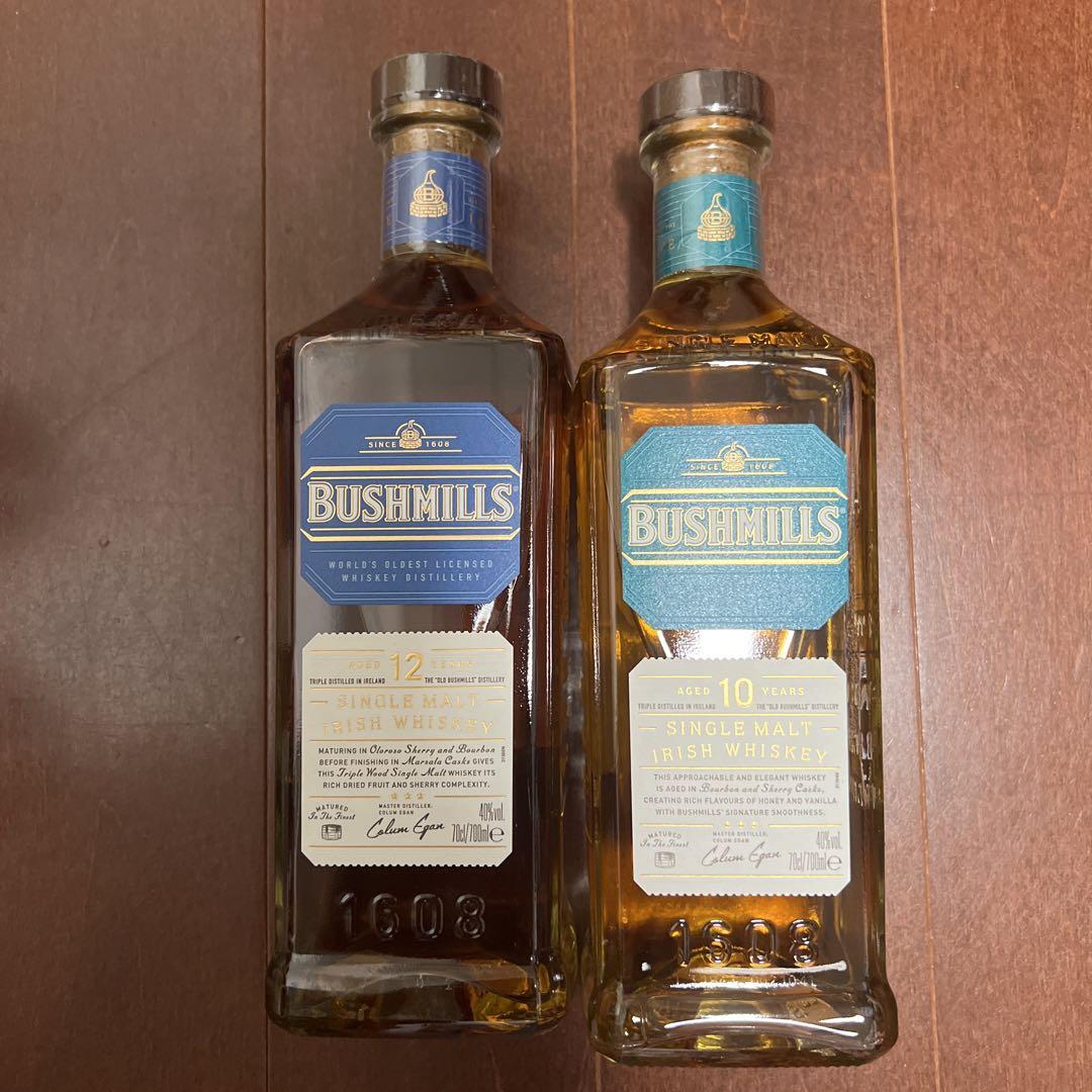 【税込?送料無料】 BUSHMILLS セット 12年・10年シングルモルト・ブラックブッシュ ウイスキー