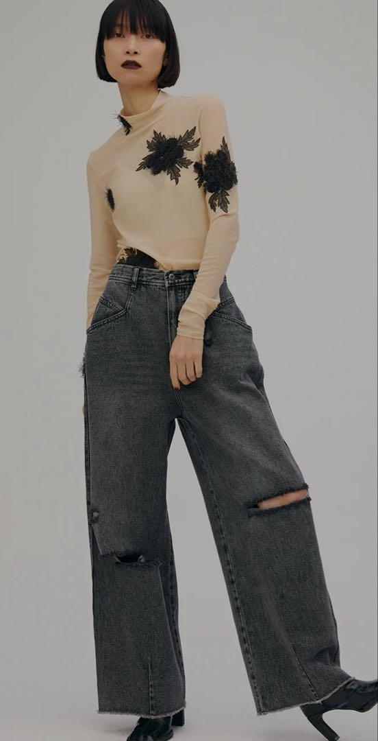 アメリヴィンテージ　HEART PATCH DAMAGE DENIM PANTS