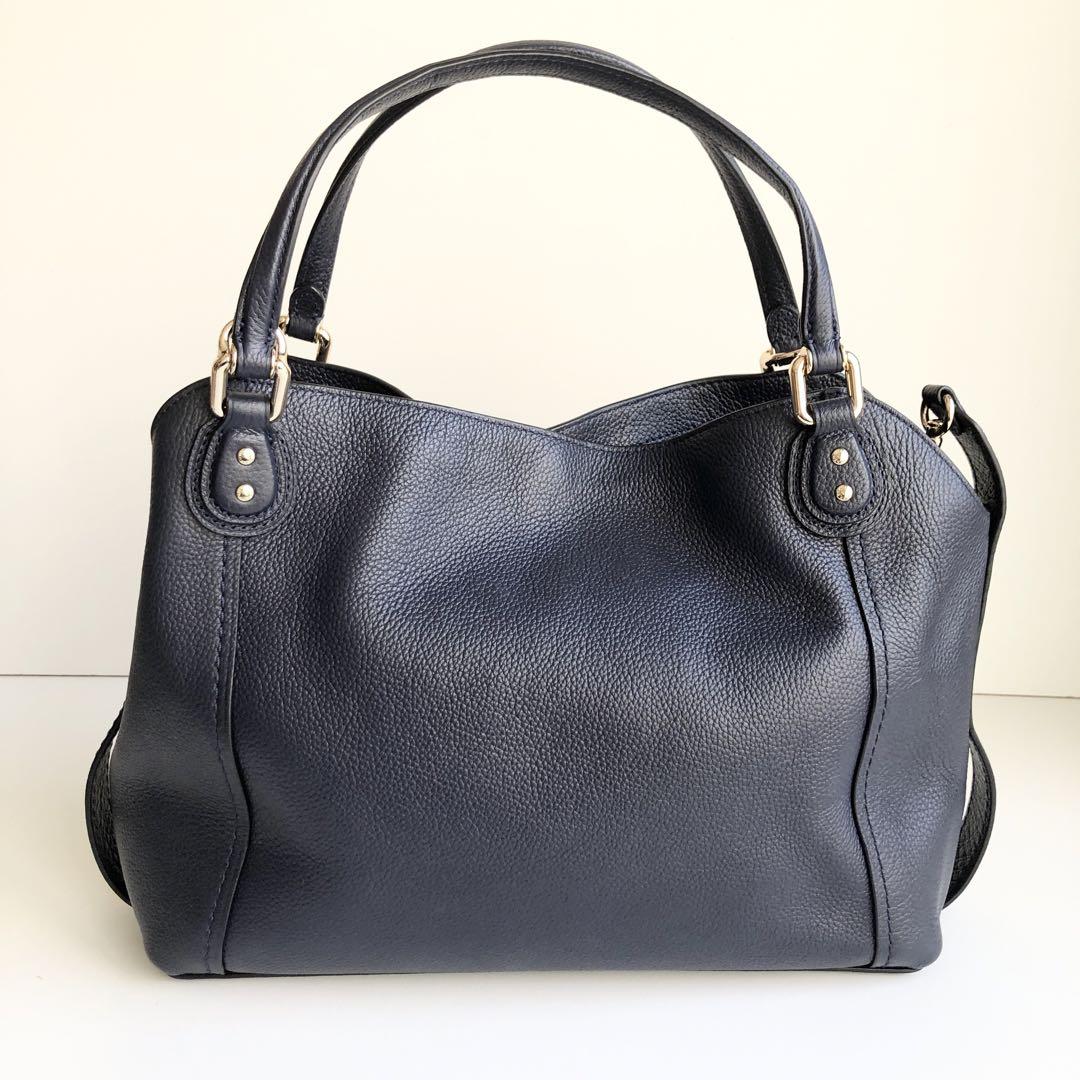 新品 コーチ COACH 2way ハンドバッグ レザー ネイビー