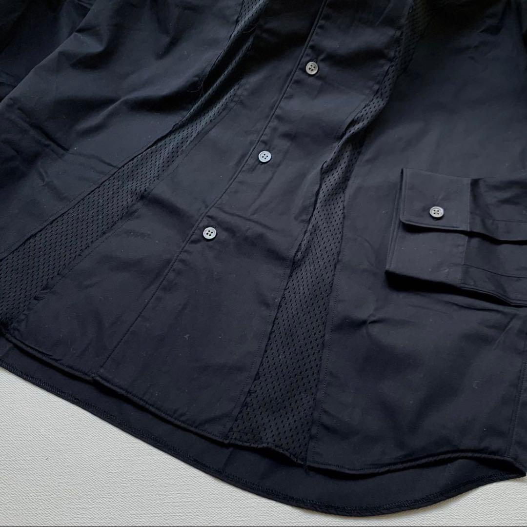 M 新品 2022AW フランス製 コムデギャルソンシャツ 長袖 シャツ 黒