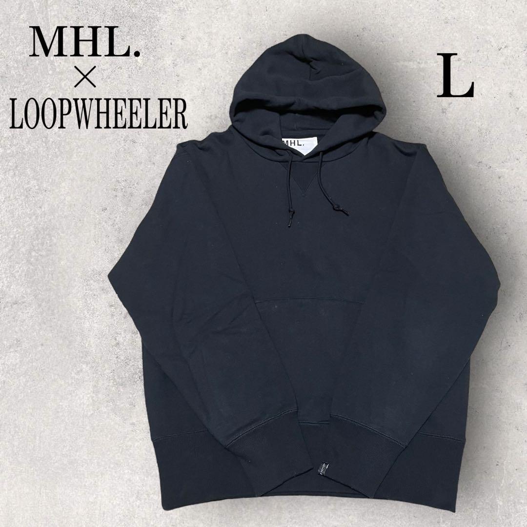 美品 MHL. × LOOPWHEELER スウェットパーカー ブラック L 黒