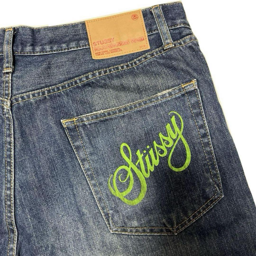 STUSSY ペイントデニム STUSSY ペイントロゴ デニムパンツ ステューシー チャプト(限定