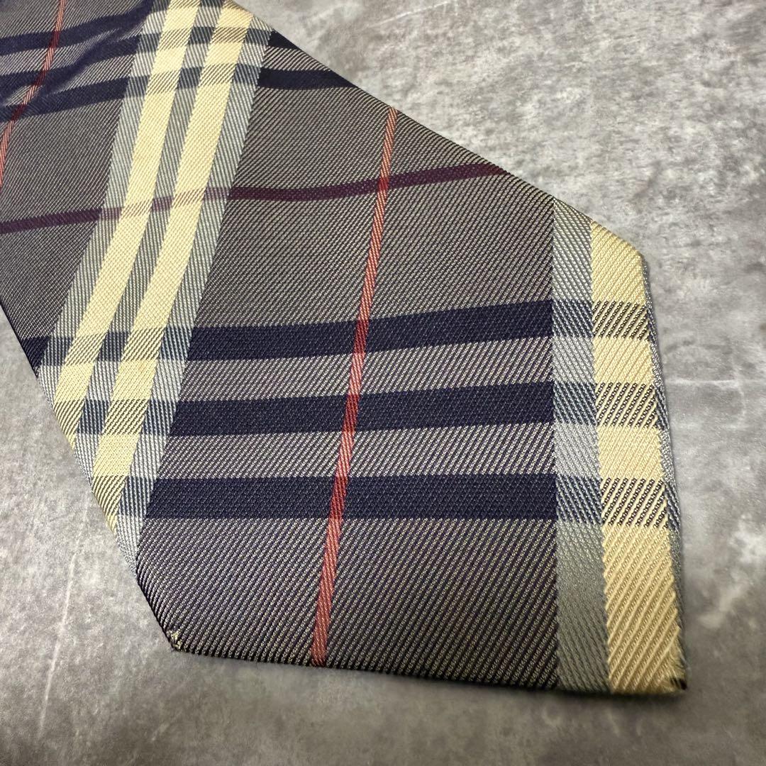 BURBERRY ネクタイ グレー ストライプ ホース ノバチェック バーバリー ネクタイ ノバチェック ホースロゴ ストライプ