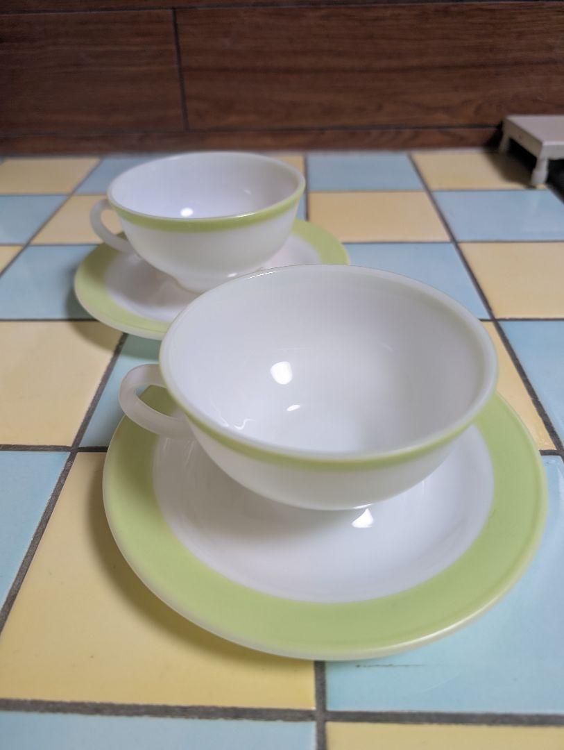 美品❗️OldPyrex オールドパイレックス カップ&ソーサー ライム2セット