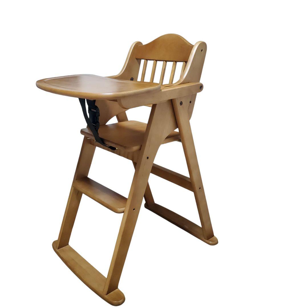 美品】澤田木工所 折りたたみ木製ベビーチェア テーブル付き