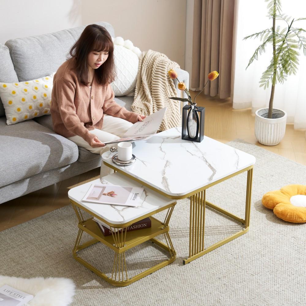 【新作登場】センターテーブルテーブルローテーブル大理石調波紋収納付き正方形
