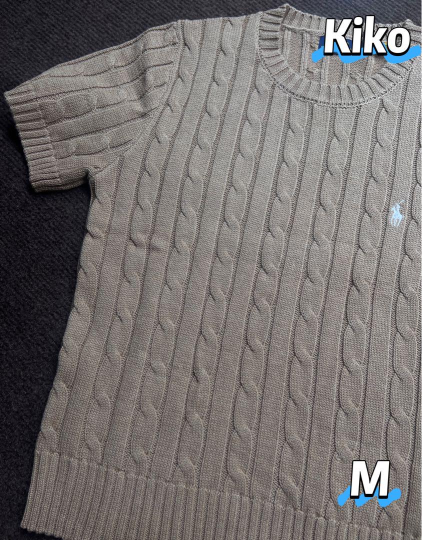 Polo Ralph Lauren半袖のニット クルーネック Mカ—キ色 - メルカリ