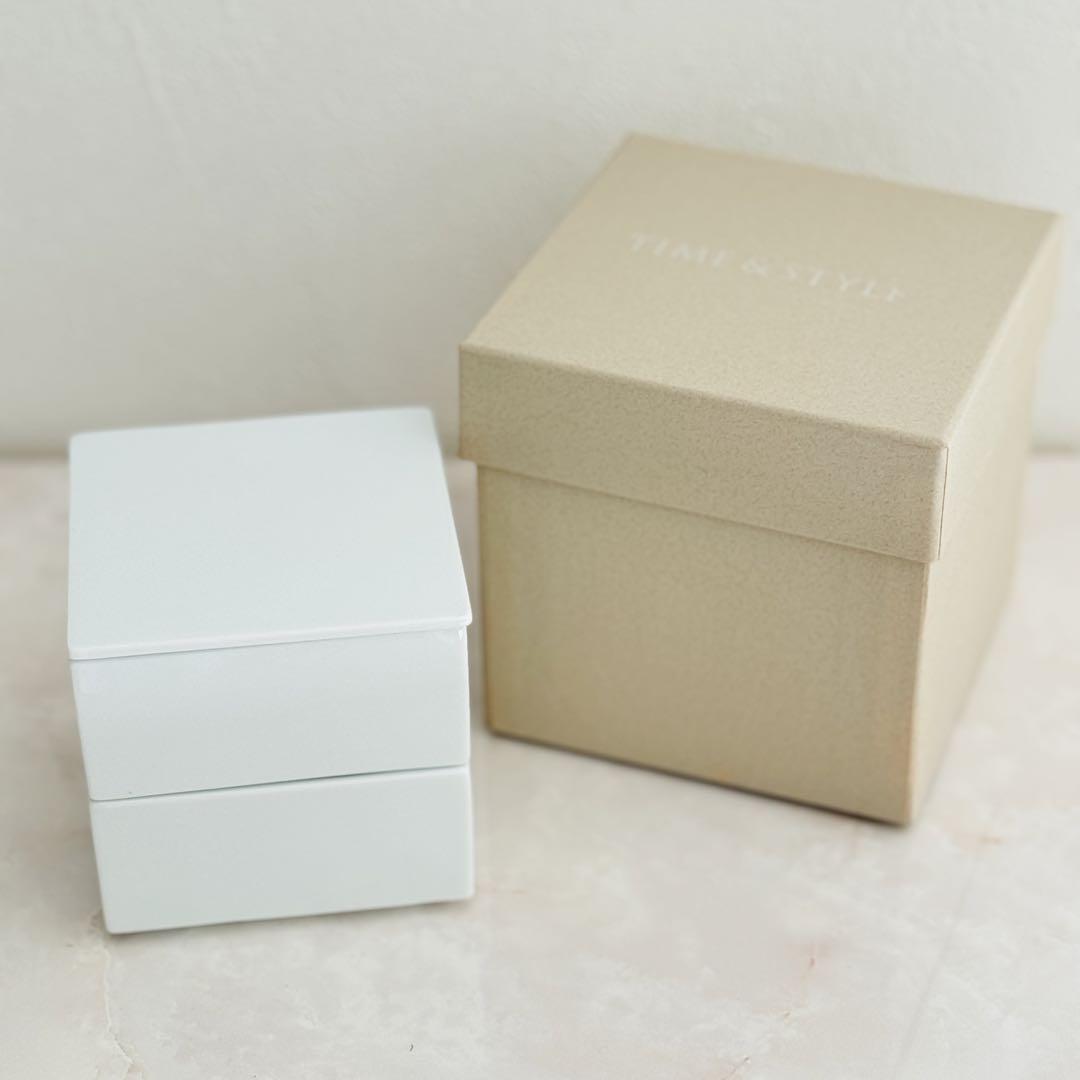 美品 タイムスタイル お重 二段重 重箱 磁器 おせち パーティ 陶器 食器