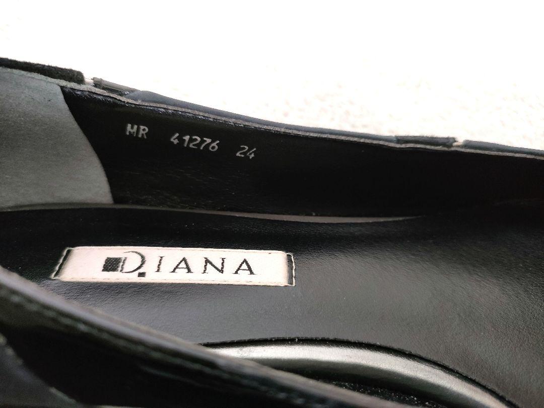ダイアナ DIANA エナメル・スエードパンプス 24.0 黒