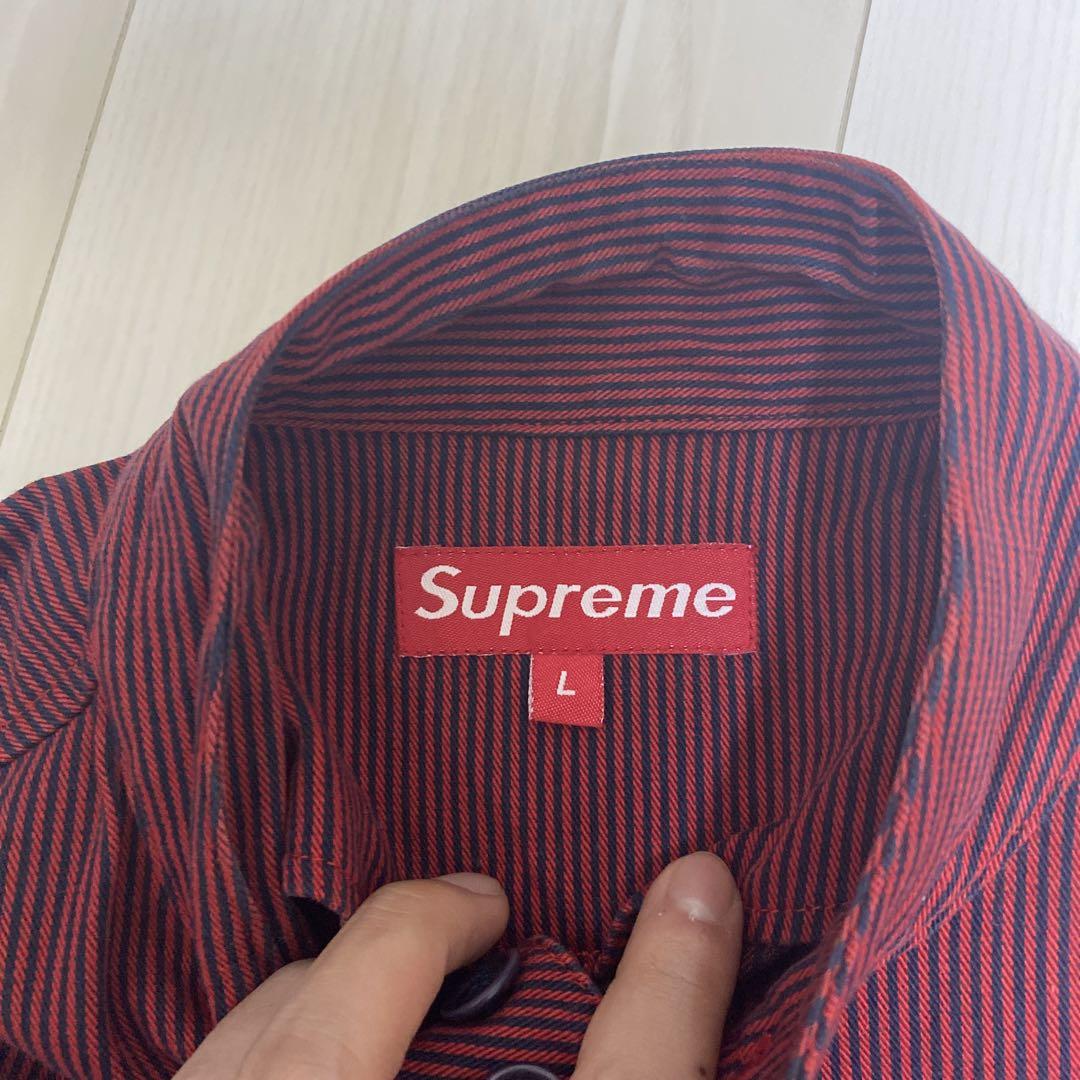 Supreme ジャケット L 赤/ストライプ