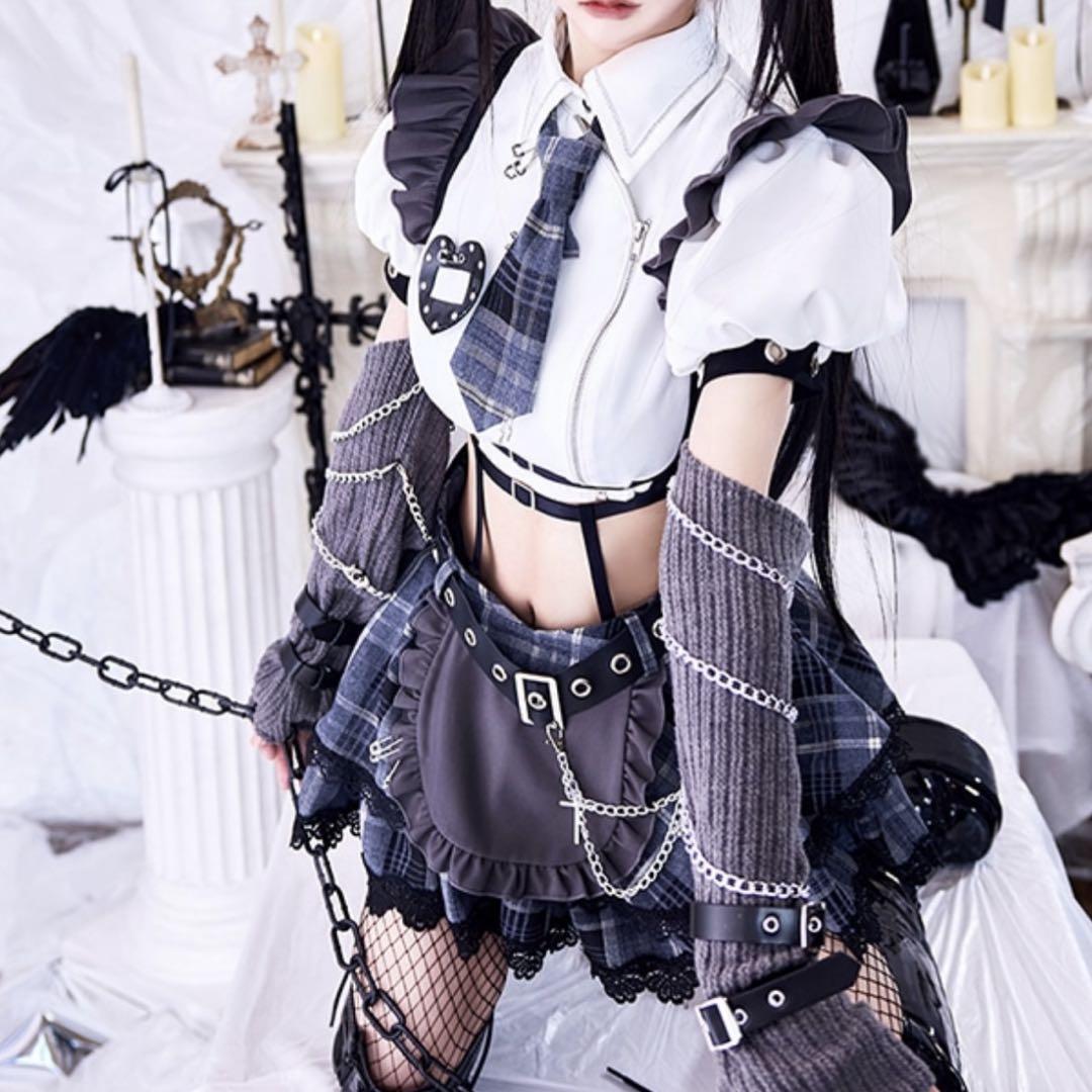 ガーリーチェックパンククラッシュメイド