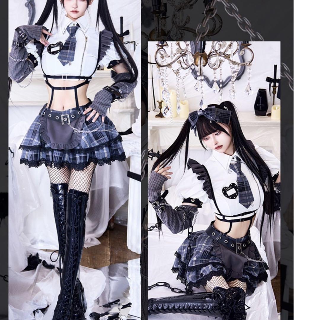 ガーリーチェックパンククラッシュメイド