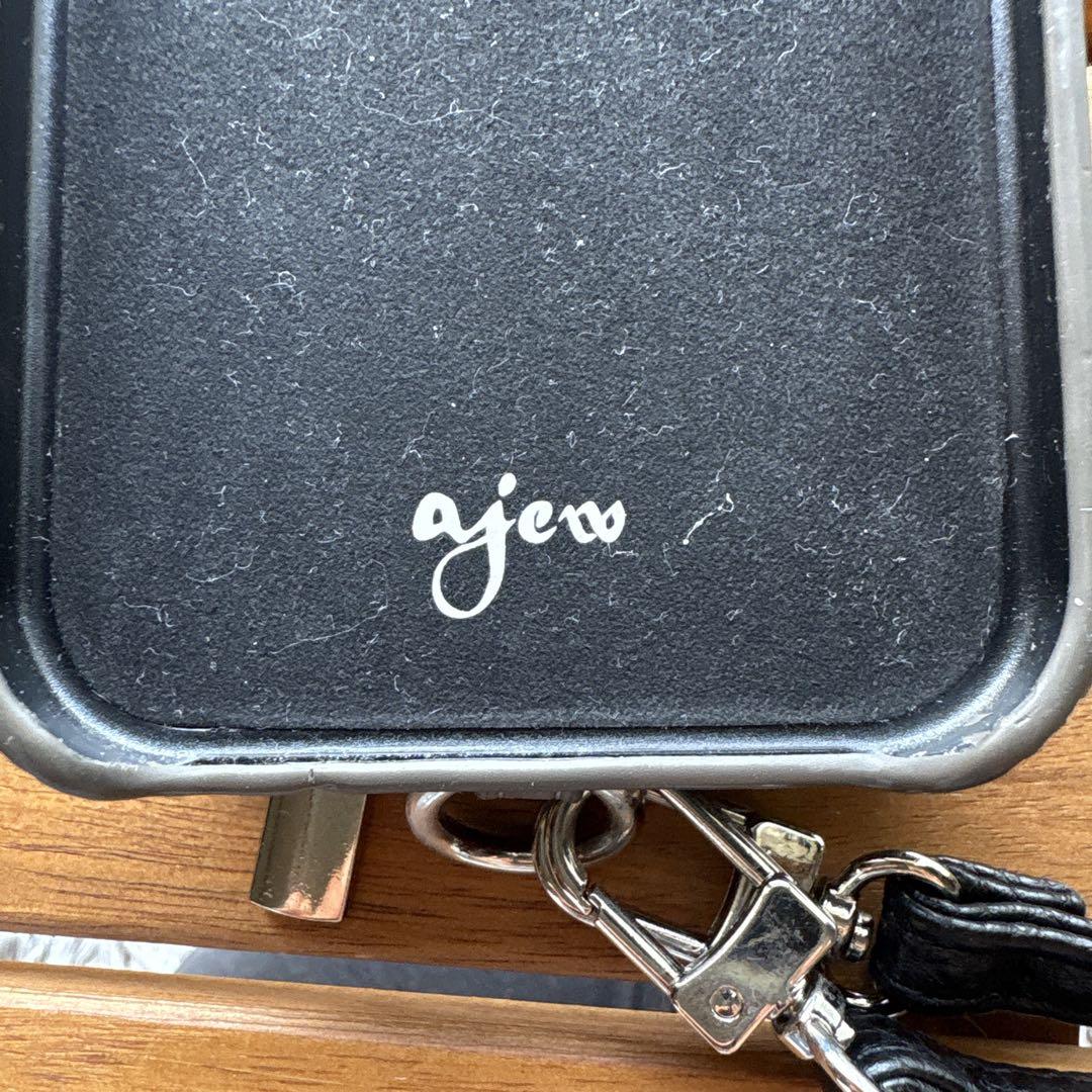 ajew レザーショルダーストラップ付き iPhone15ケース グレー