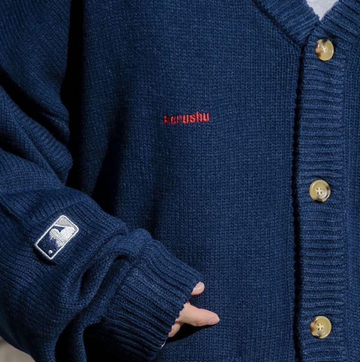 安い定番人気 Perushu×MLB レタードカーディガン 青 fzJom-m30363827948 人気SALE本物保証