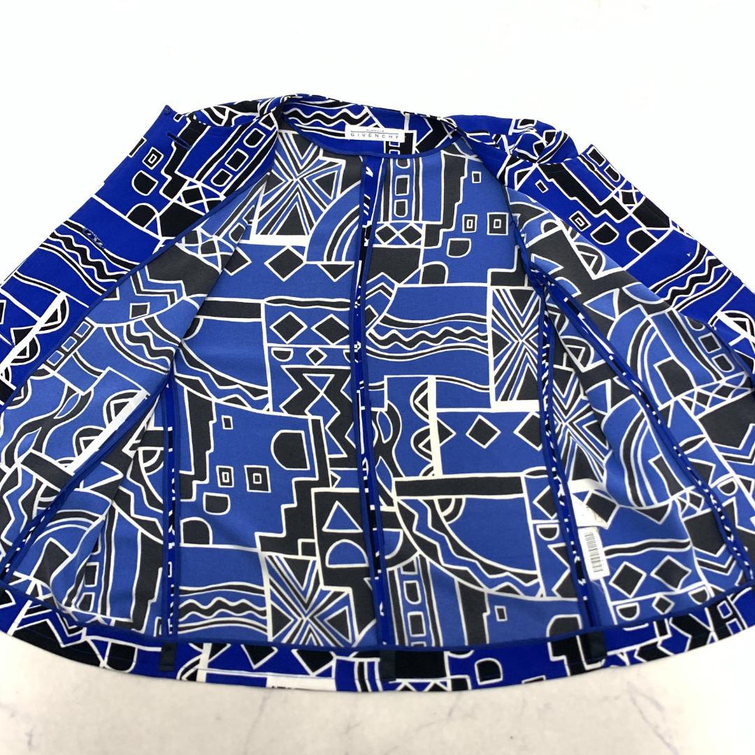 LA6449 ジバンシー 総柄 長袖ブラウス ジャラケット ブルー 13