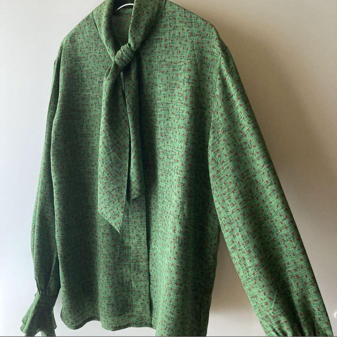 vintage Christian Dior シルク ボウタイ ブラウス