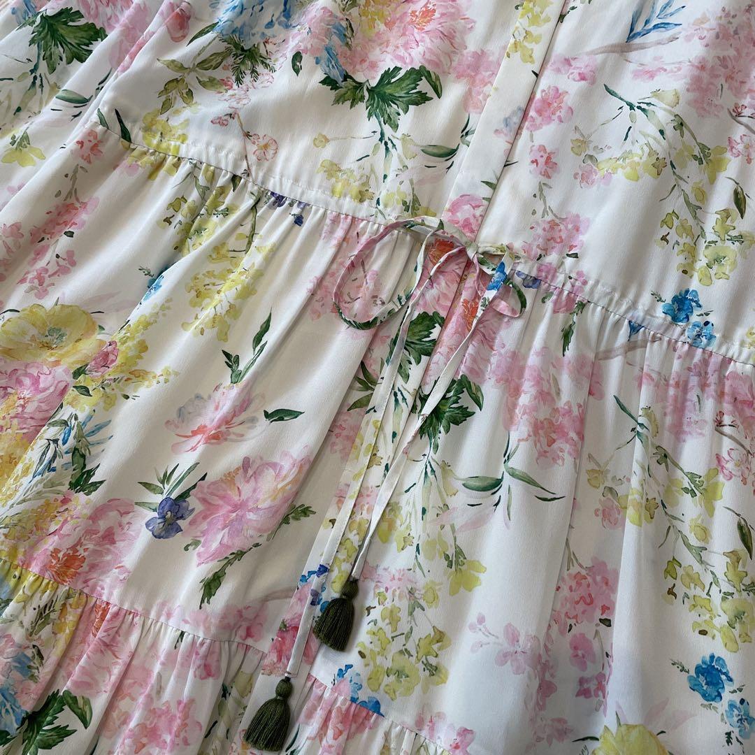 ✨️極美品✨ ボーダーズアットバルコニー ワンピース ロング 花柄 シルク100% 画像4