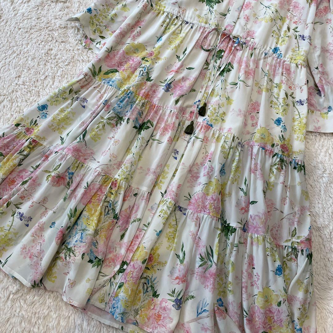 ✨️極美品✨ ボーダーズアットバルコニー ワンピース ロング 花柄 シルク100% 画像5