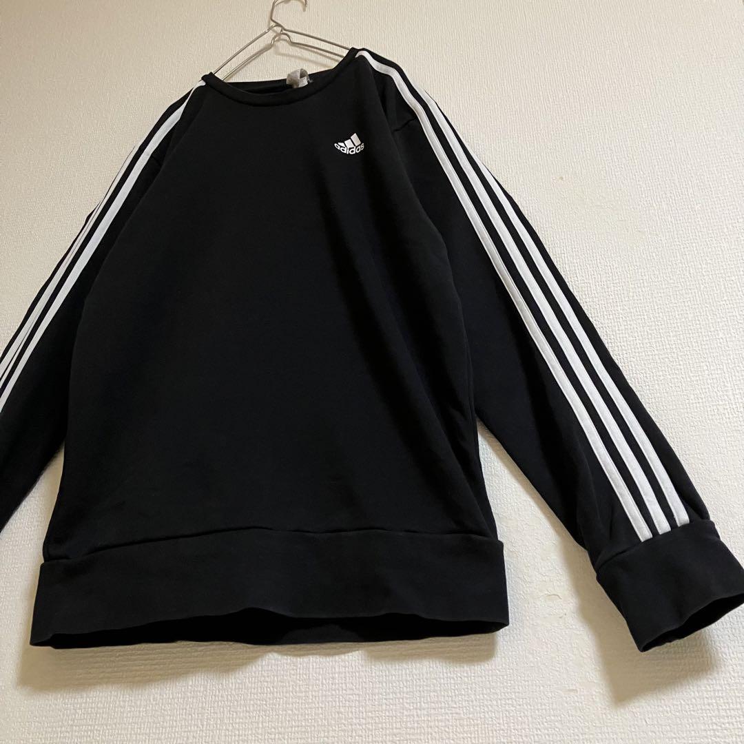 adidas 3ライン 3本線 アディダス スウェット スリーストライプ 黒