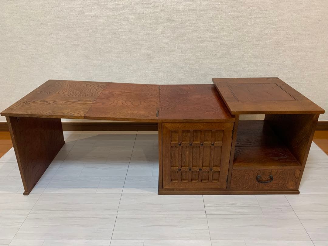 ○送料無料○ TQS004_最高級/欅無垢材/文机/座卓/ローテーブル/引出し