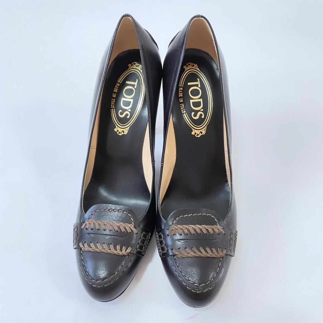 【ほぼ未使用❤️】Tod's パンプス 23.5cm ブラウン ステッチ