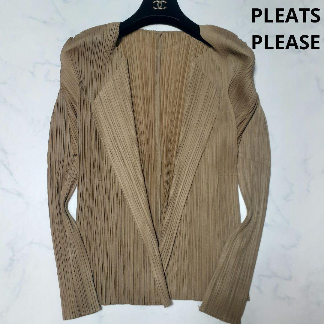 極美品✨PLEATS PLEASE プリーツ カーディガン ベージュ 大きめ