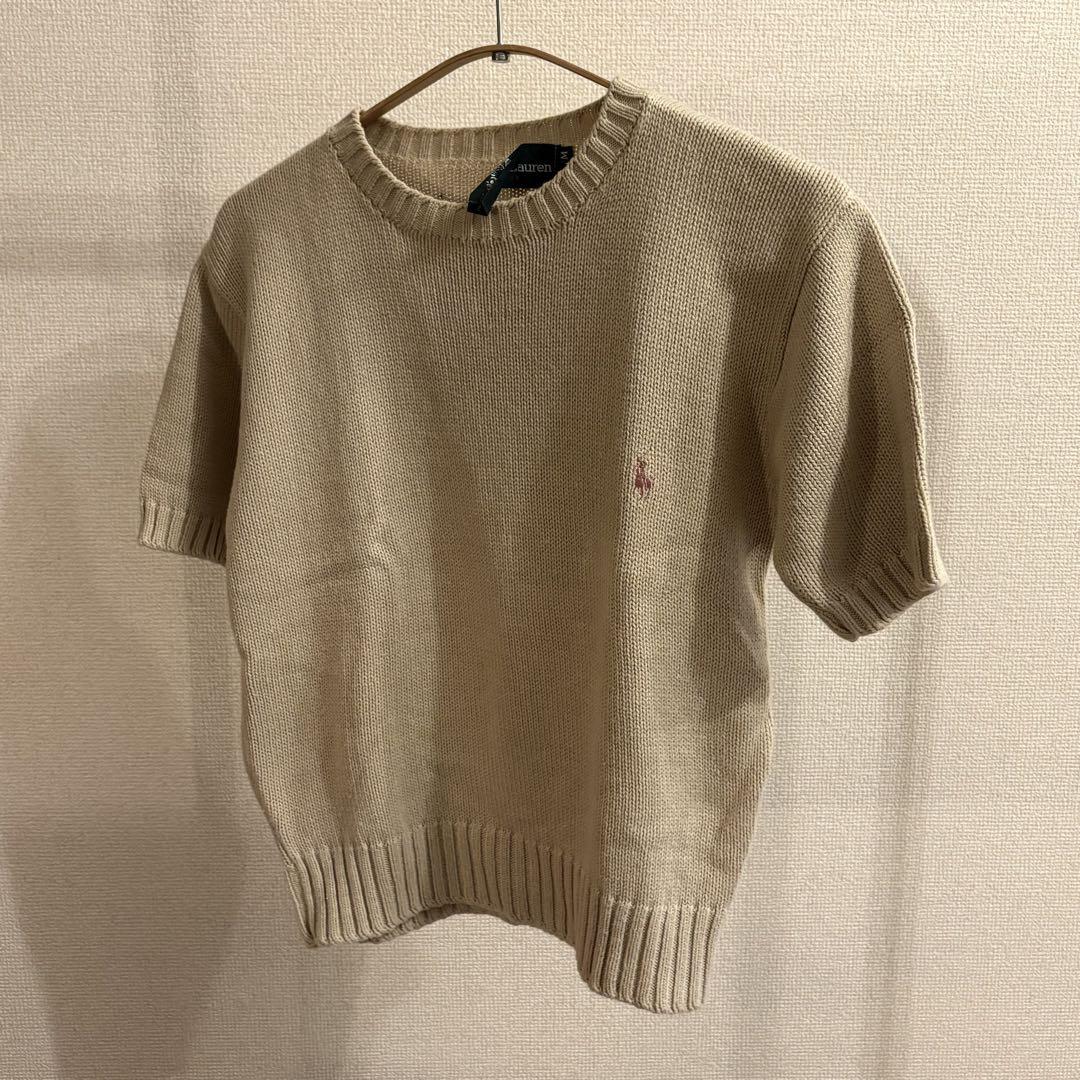 ラルフローレン Ralph Lauren ニットT 半袖 ベージュ / サイズM