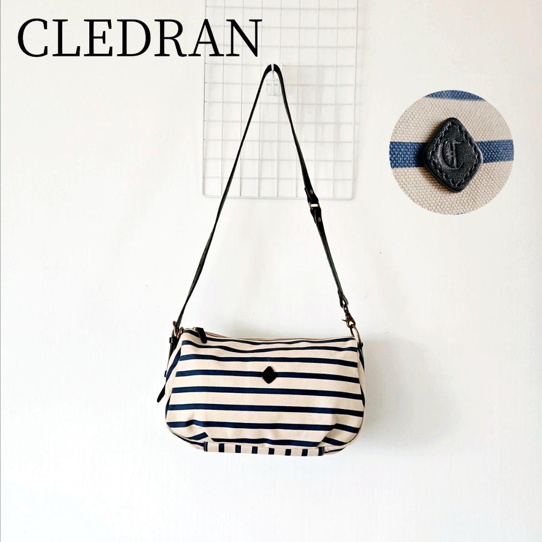 CLEDRAN ボーダー 本革×帆布 2WAYバッグ