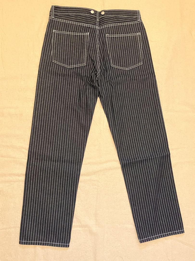 Lサイズ ウォバッシュ　パンツ　デニム アメカジ　ストライプ　ヒッコリー　古着 Lサイズ】ウォバッシュ パンツ デニム アメカジ ストライプ