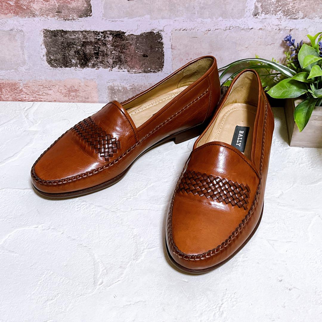 試着のみ【BALLY バリー】ローファー 革靴 メッシュ 編み込み 茶 7.5 試着のみ【BALLY バリー】ローファー 革靴 メッシュ 編み込み 茶
