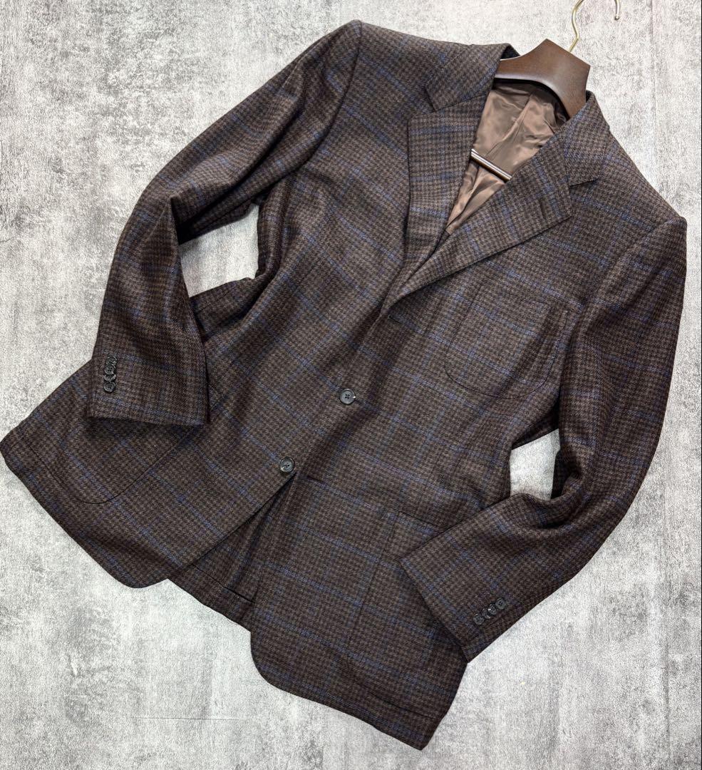 Ermenegildo Zegna テーラードジャケット ブラウン系 チェック柄 ZM07 シルク＆カシミヤ!!! ゼニア ブラウン チェック柄
