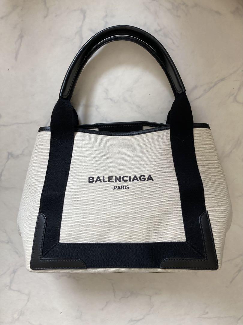 BALENCIAGA トートバッグ S ホワイト/ブラック ネイビーカバス