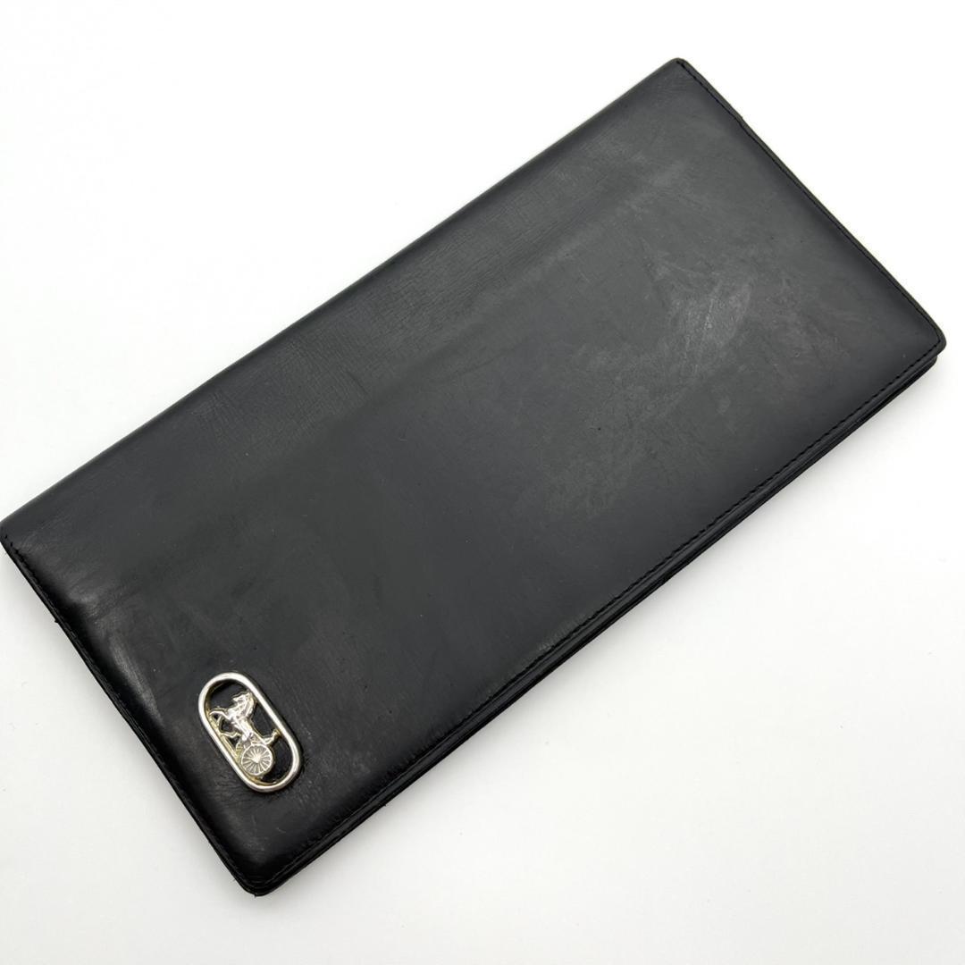 未使用級✨CELINE セリーヌ 馬車金具　折財布　ブラック　レザー　シボ革 未使用級✨CELINE セリーヌ 馬車金具 折財布 ブラック レザー シボ革