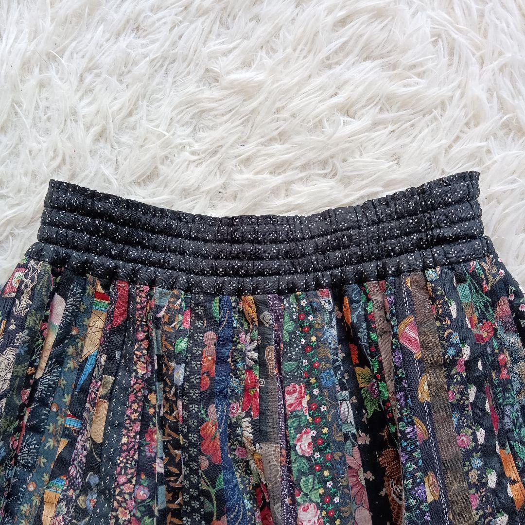 MORIOKASACHIKOモリオカサチコ　花柄パッチワークフレアスカート 美品》モリオカサチコ 再構築ロングスカート パッチワーク
