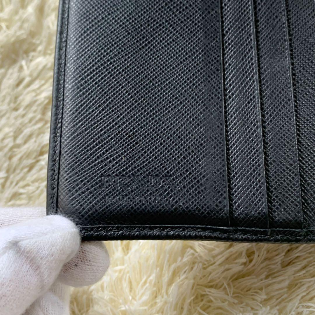 超激安 極美品 二つ折り財布 サフィアーノ 三角プレート x0F16-m30401831590 PRADA プラダ 格安新作