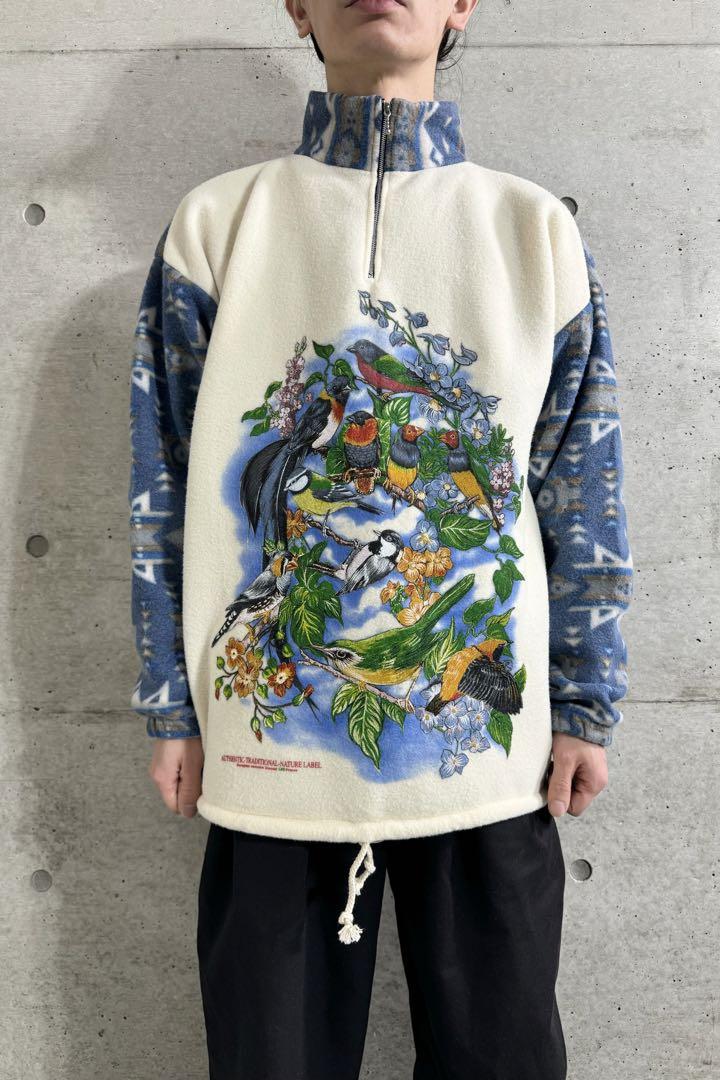 old half zip animal fleece jacket