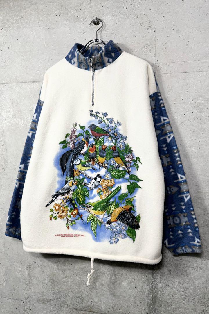 old half zip animal fleece jacket