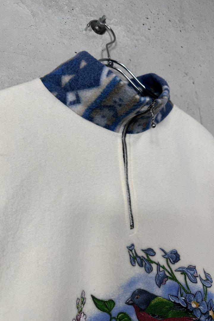 old half zip animal fleece jacket